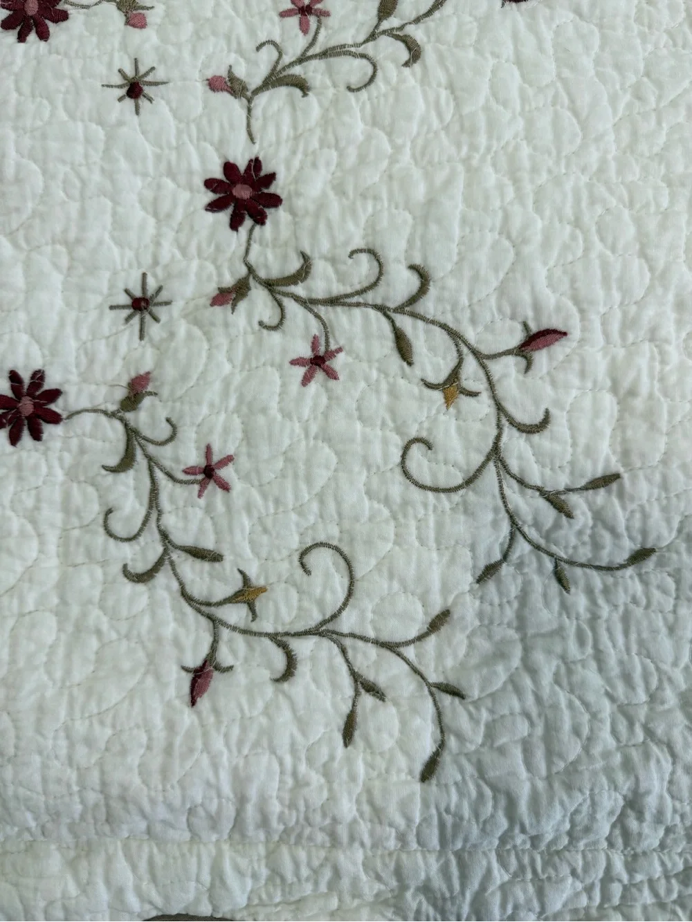 Home Classics Quilted Embroidered Floral Pillow Shams Set of 2 Standard